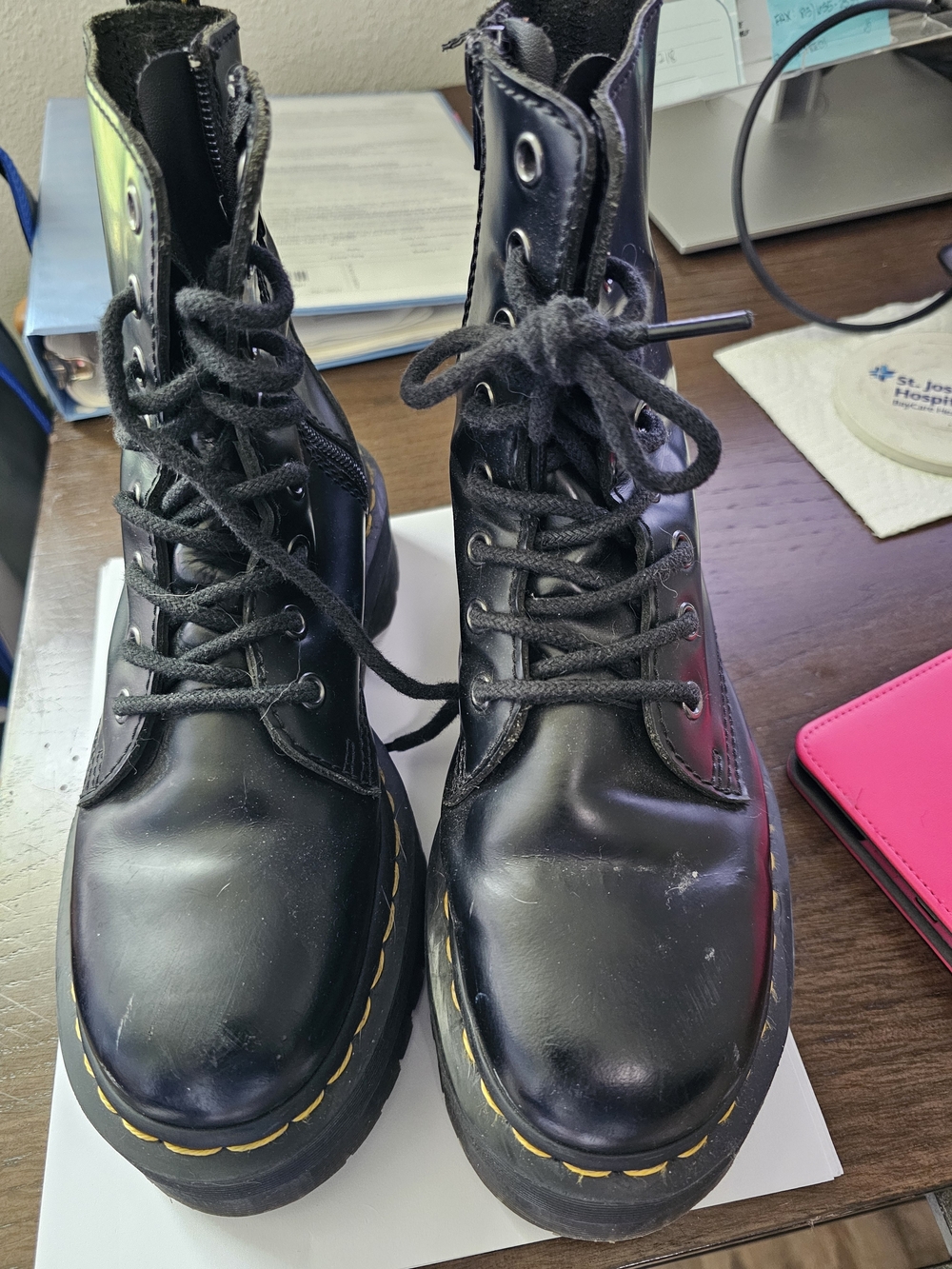 Dr.Martins Black Women's Lace-Up Platform Combat Boots